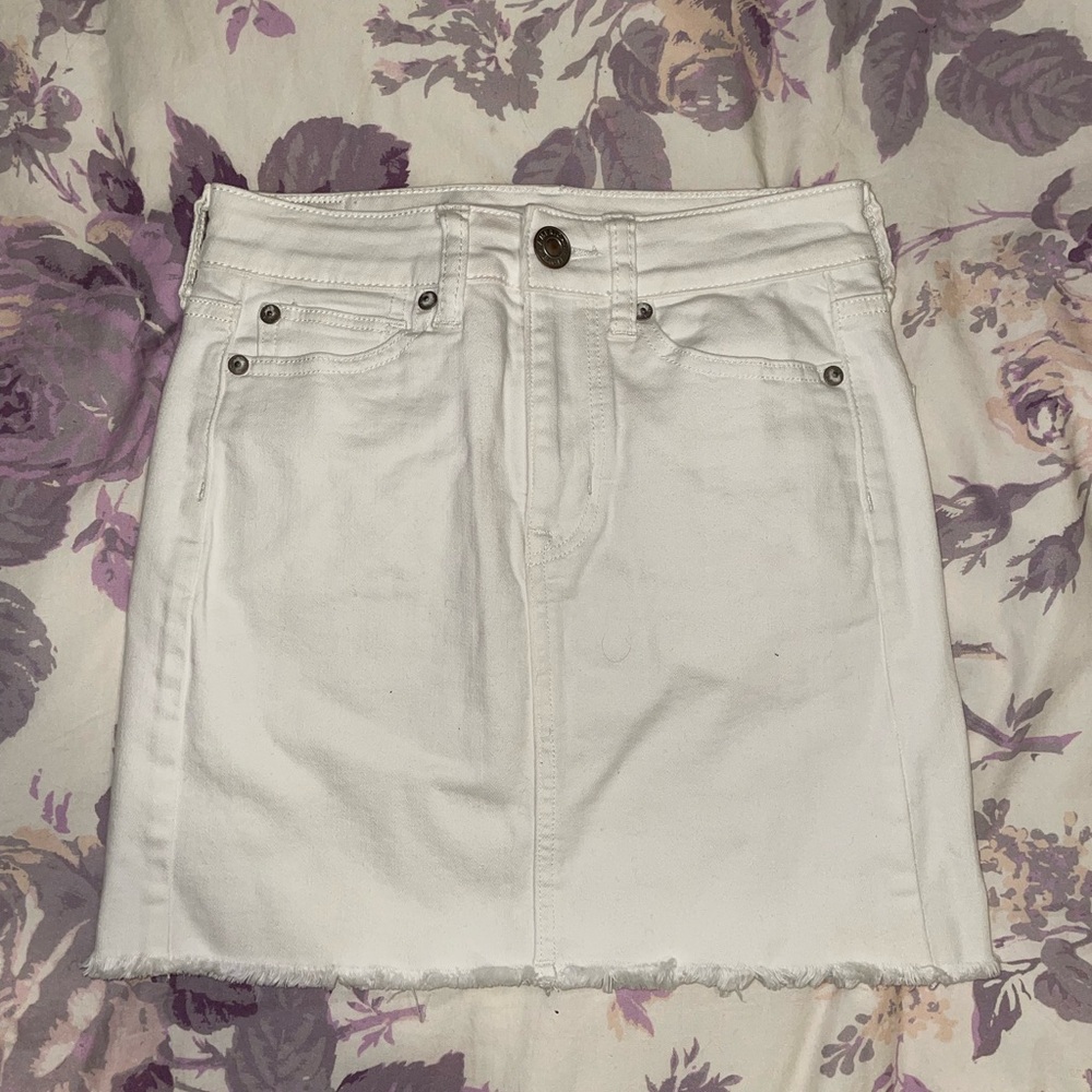 American Eagle High Waist Mini White Jean Skirt